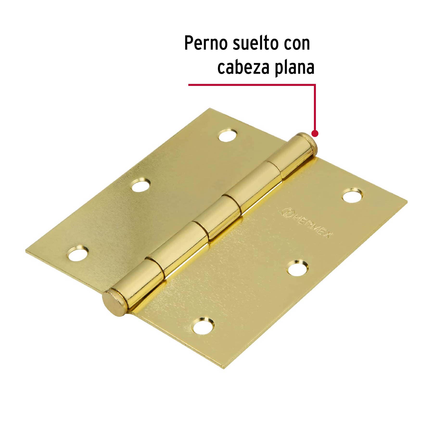 Bisagra cuadrada 3-1/2', acero latonado, plana, Hermex Basic - BC-351PP / 23685
