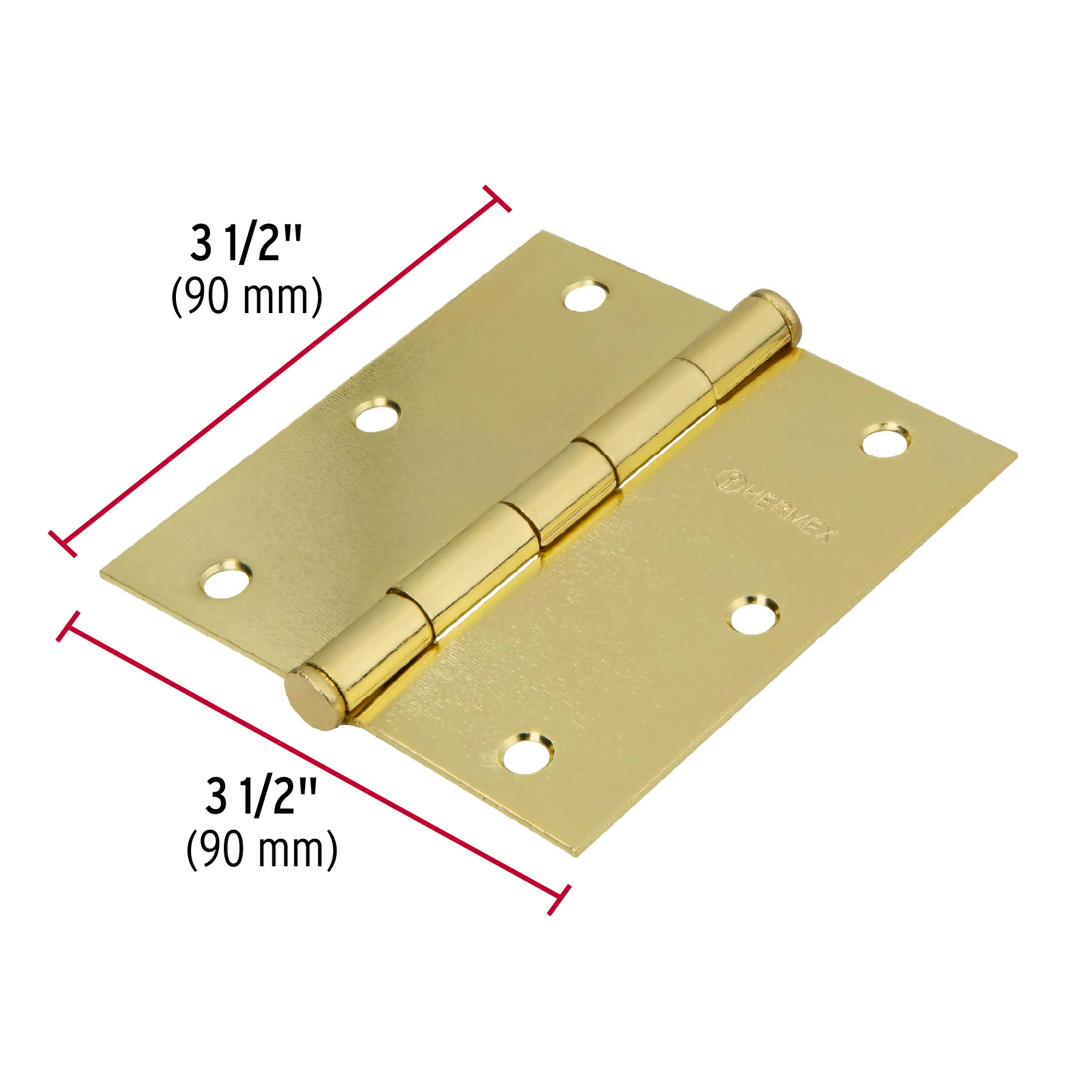 Bisagra cuadrada 3-1/2', acero latonado, plana, Hermex Basic - BC-351PP / 23685