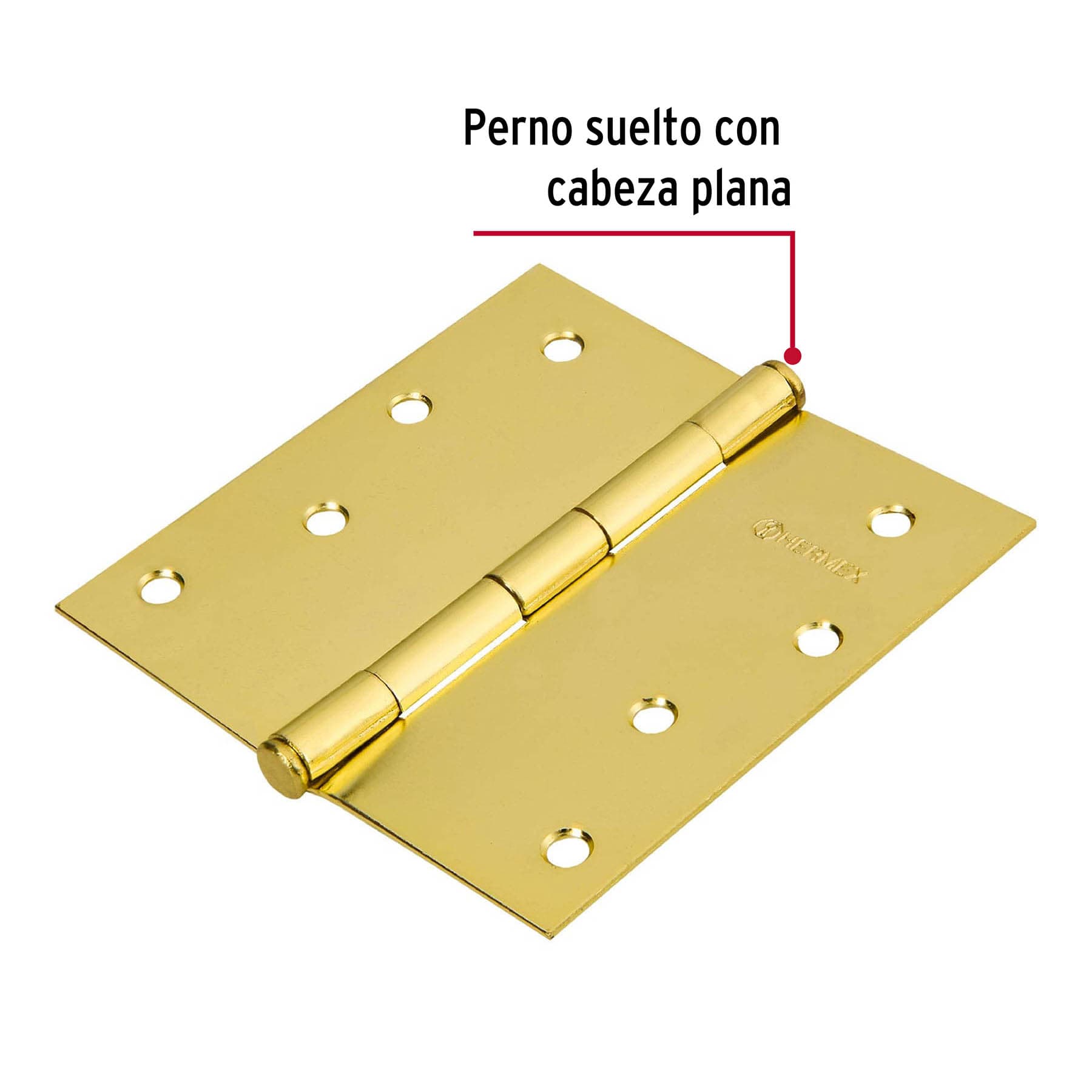 Bisagra cuadrada, 4', acero latonado, plana, Hermex Basic - BC-401PP / 23686