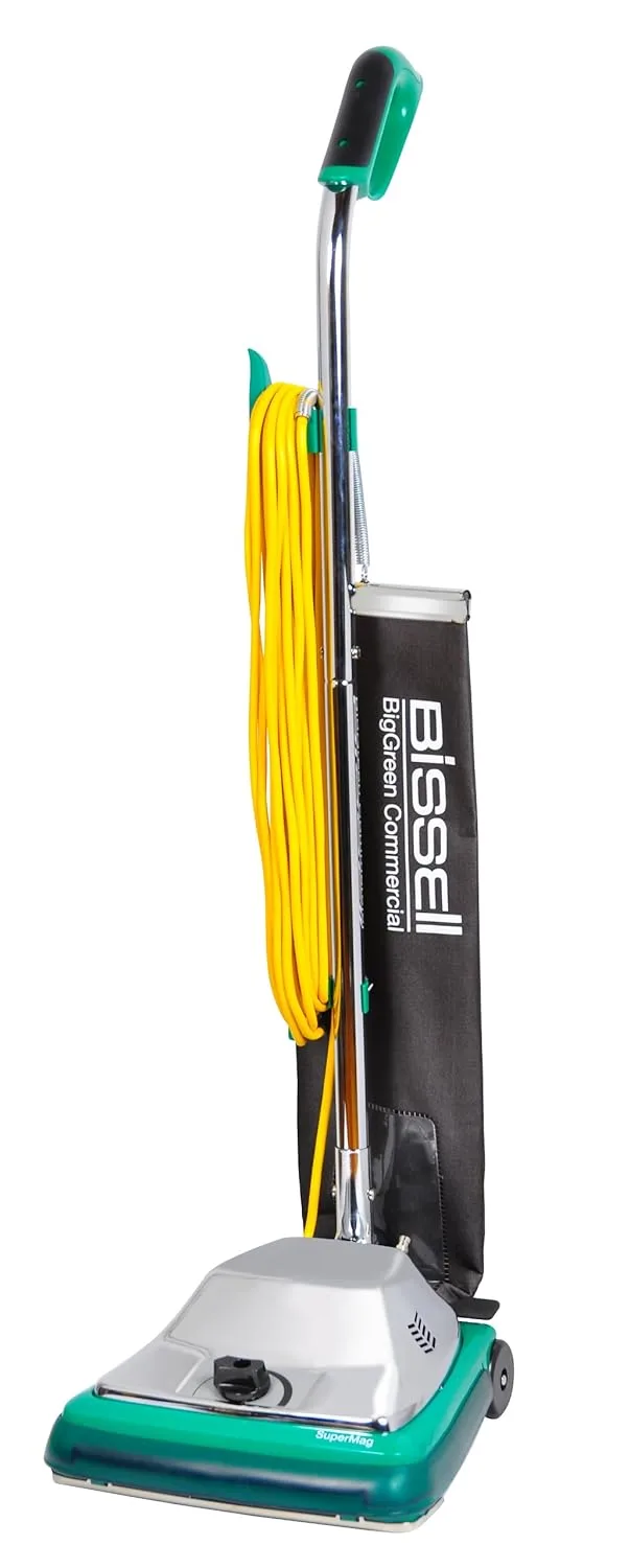 Bissell BigGreen Commercial BG101 ProShake Comfort Grip Handle Upright Vacuum with Magnet, 870W, 12" Vacuum Width