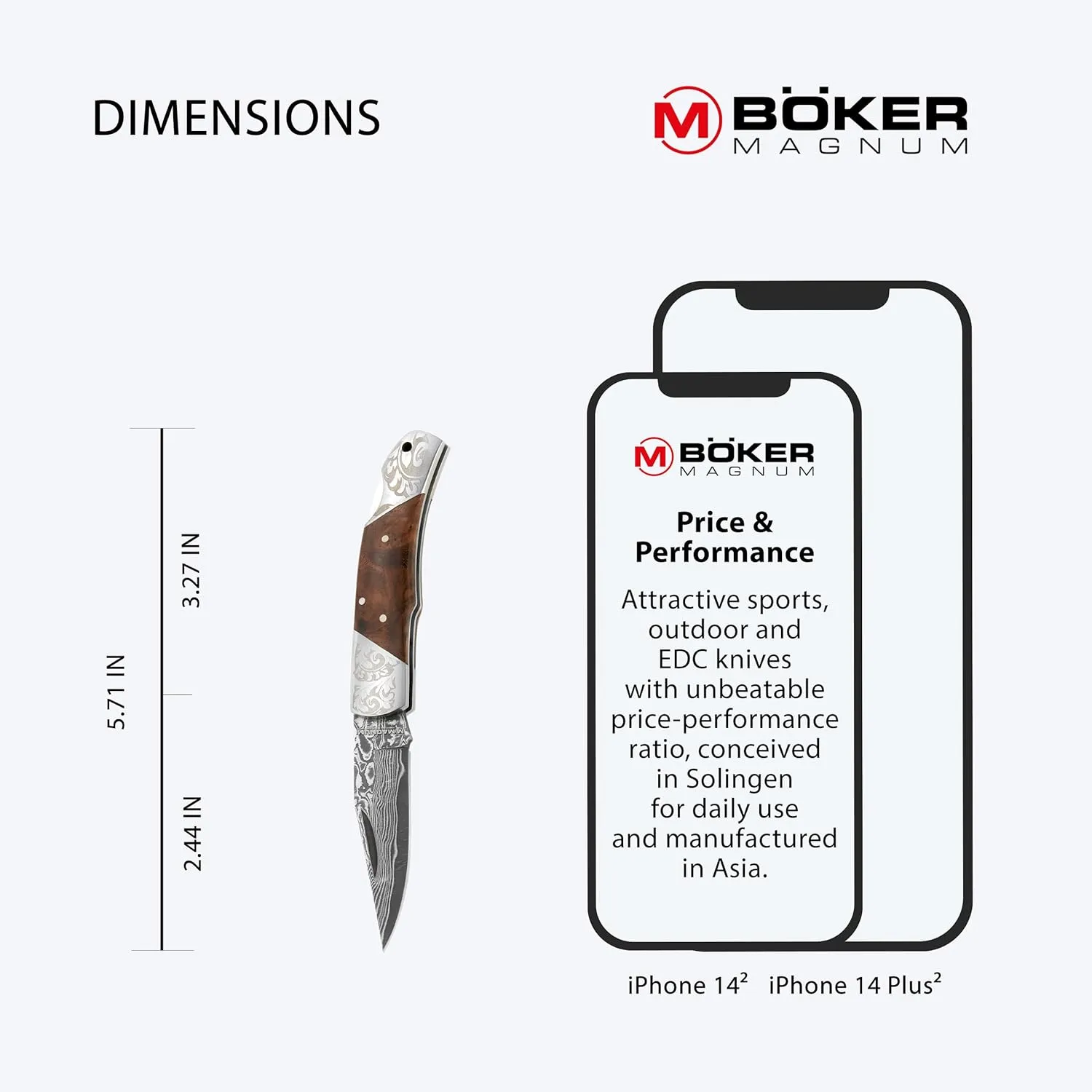 Magnum 01MB946DAM Damascus Duke Folding Knife with 2-1/2 in. Straight Edge Blade