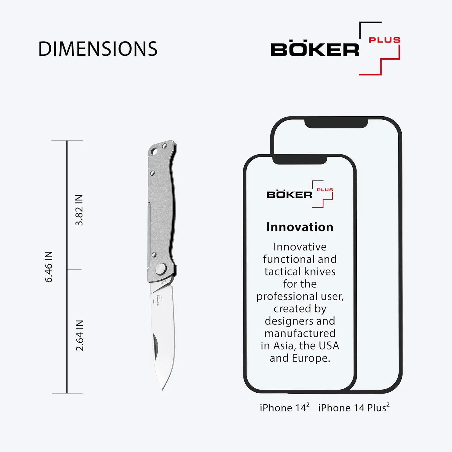 BÖKER PLUS® Atlas Backlock Clippoint - classic pocket folding knife with steel handle - D2 blade - Backlock knife in case