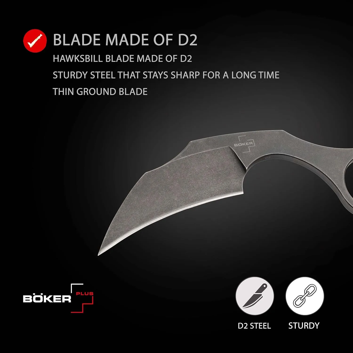 Böker Plus® Gnome Olive D2 - fixed blade knife with Kydex sheath - outdoor - with olive wood handle scales & belt clip