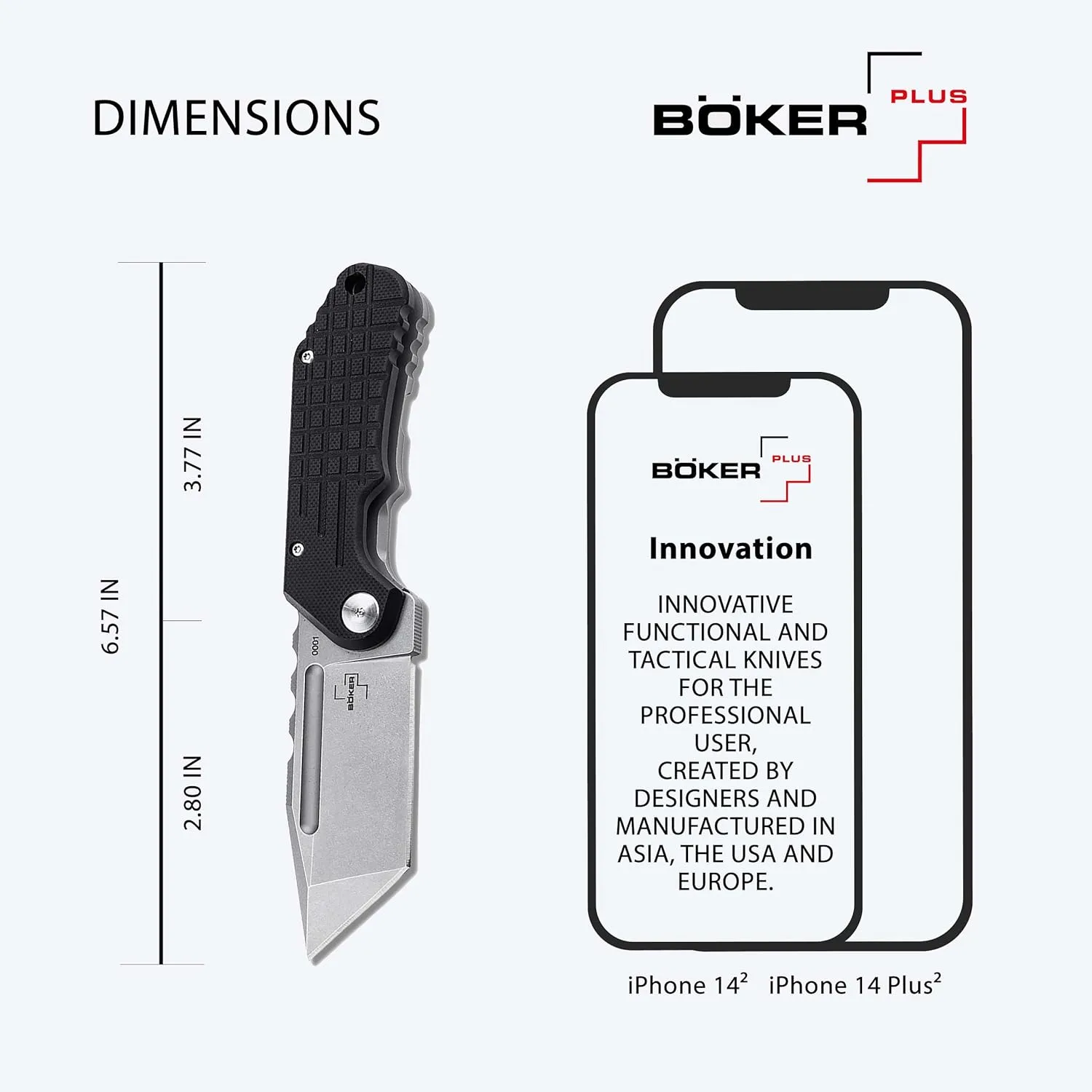 BÖKER PLUS® Dvalin Folder Tanto - tactical knife with extra sharp D2 Tanto blade
