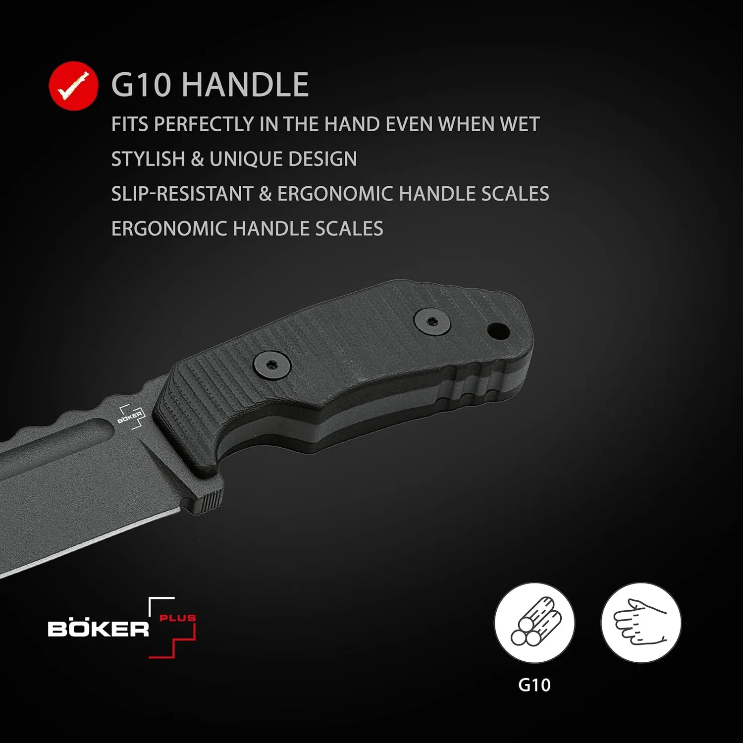 BÖKER PLUS Little Dvalin Fixed Blade EDC Knife - D2 Tanto - G10 - Kydex Sheath
