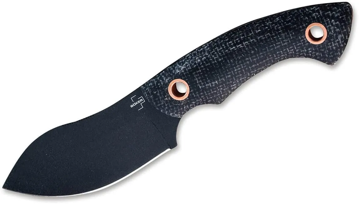 BÖKER PLUS Nessmi Pro Black Copper Fixed Blade Knife, Designed by Jesper Voxnaes, Micarta Scales, D2 Steel Coated Blade