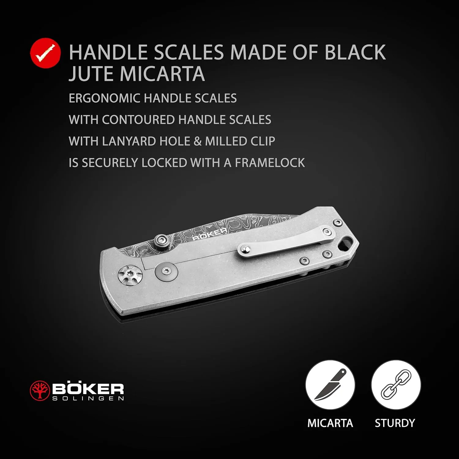 Böker SOLINGEN® Tiger Damascus collector's knife - Damascus folding pocket knife