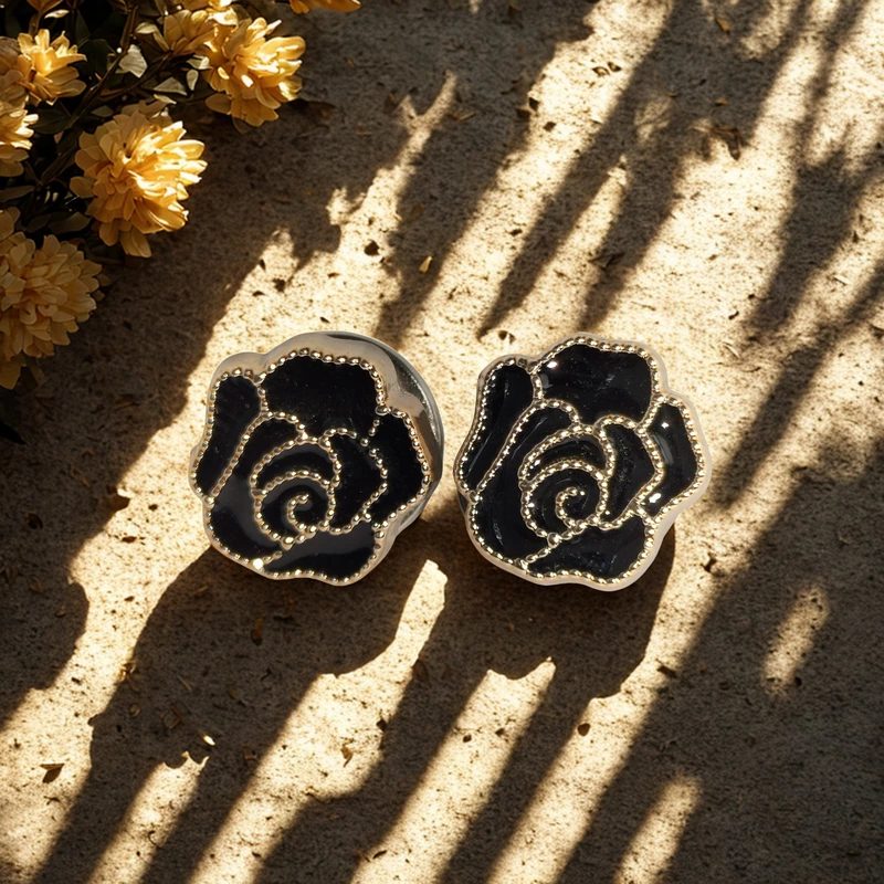 Black Rose Earrings