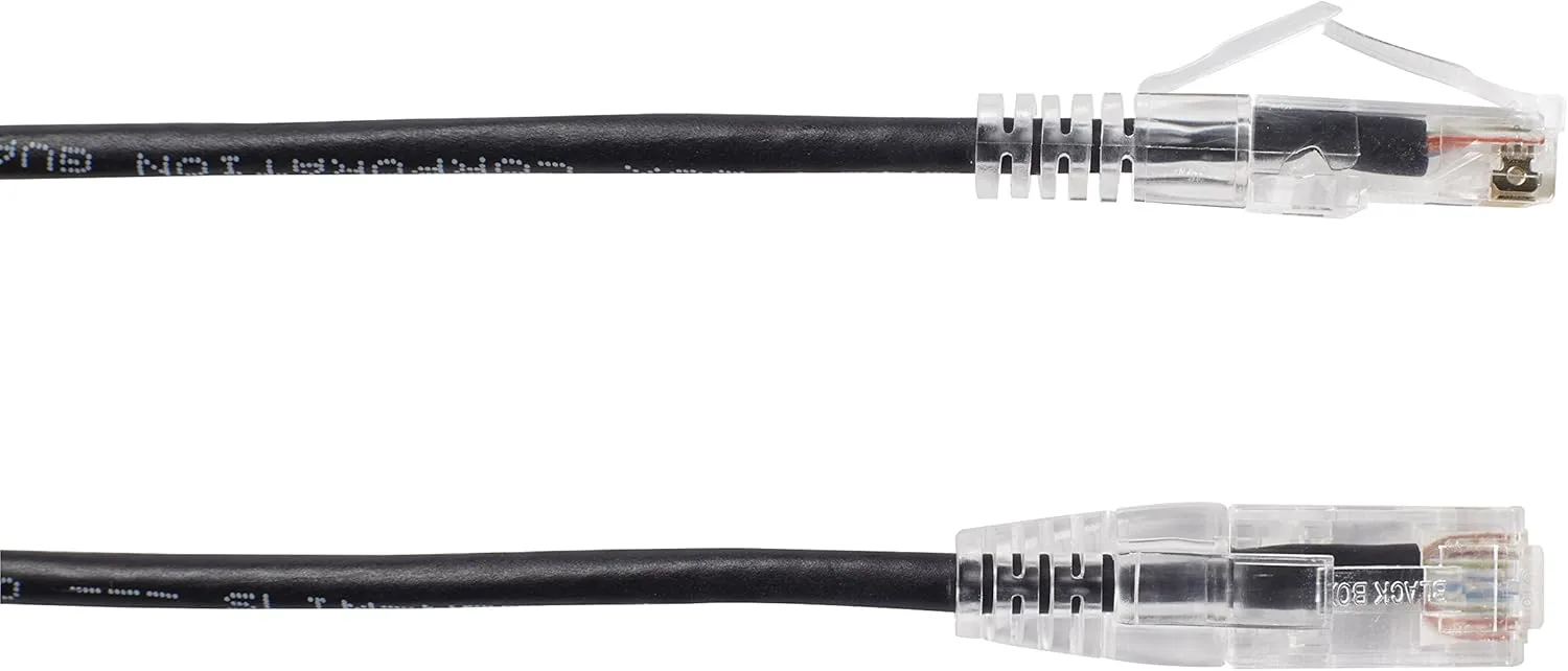 10Ft Black Slim-Net Cat6A 28-AWG Patch Cable - Snagless, 500MHz