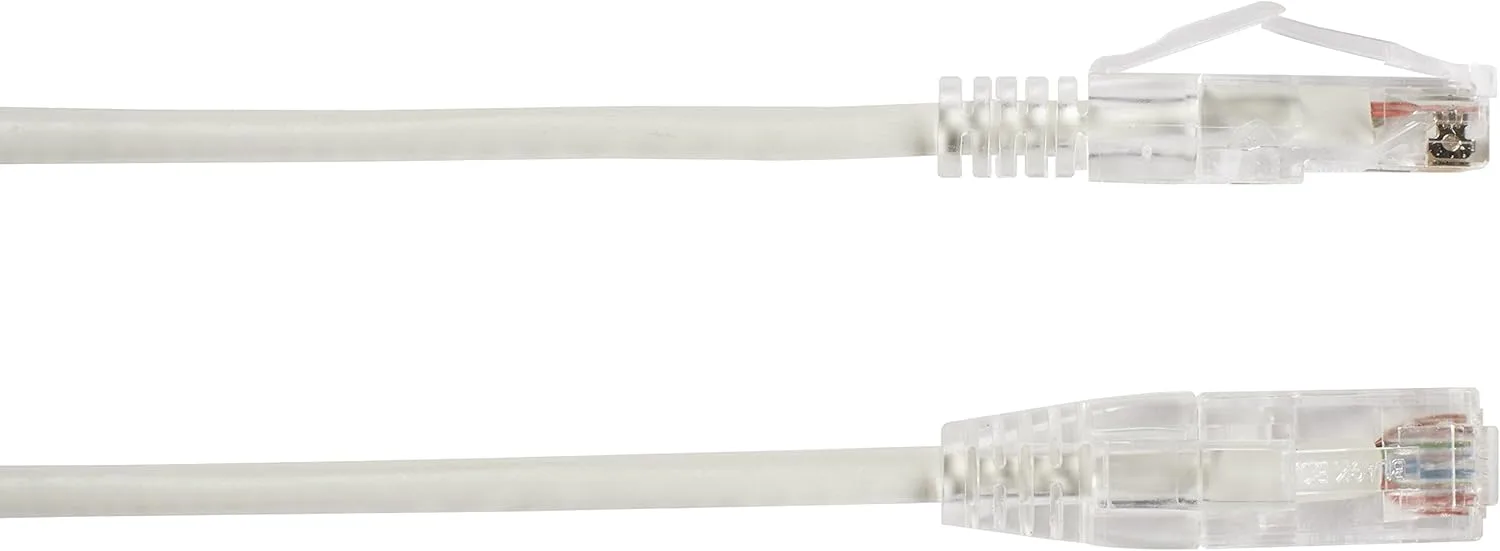 Black Box C6APC28-WH-01 Slim-NET CAT6A 28-AWG 500-MHZ Stranded ETHERNET Patch Cable - UNSHIELDED, PVC, S