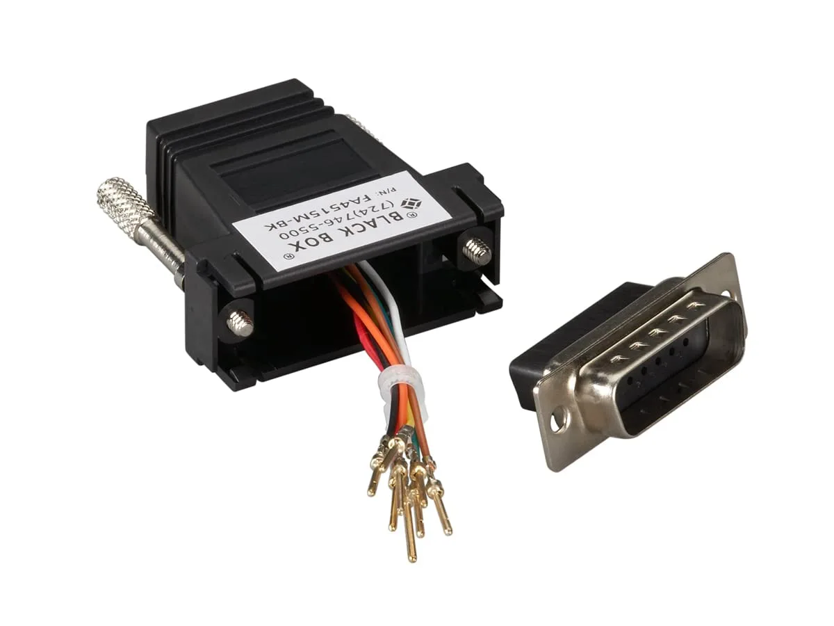 MODULAR ADAPTER KIT WITH THUMBSCREWS - DB15 (MALE) TO RJ45 (FEMALE), BLACK