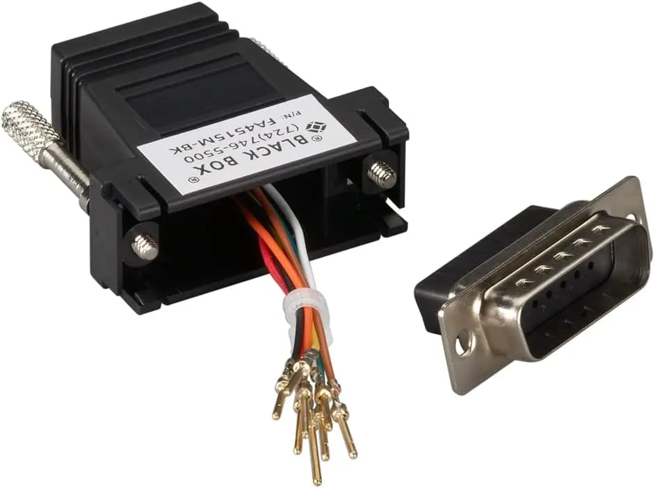 MODULAR ADAPTER KIT WITH THUMBSCREWS - DB15 (MALE) TO RJ45 (FEMALE), BLACK