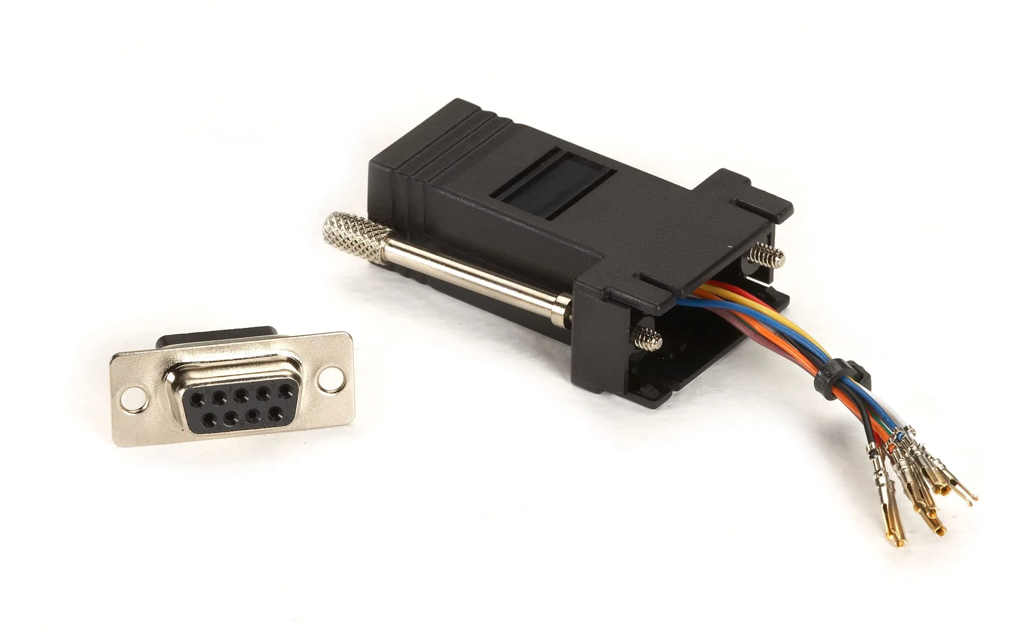 Black Box Corporation Modular Adapter KIT DB9F to RJ45F W/THUMBSCREWS Black