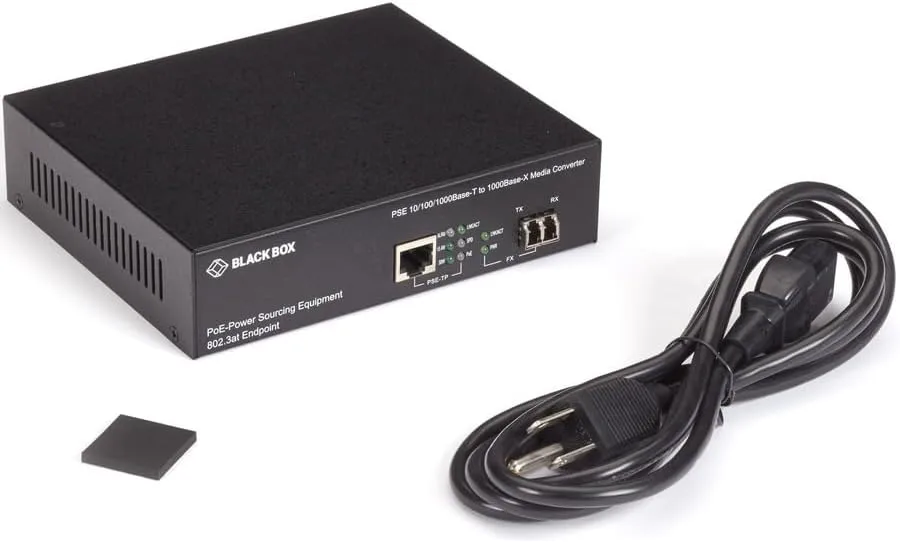 Black Box Gb PoE MED Conv 10/100/1000Mb COP to 1000Mb MM FBR 850nm 500m LC