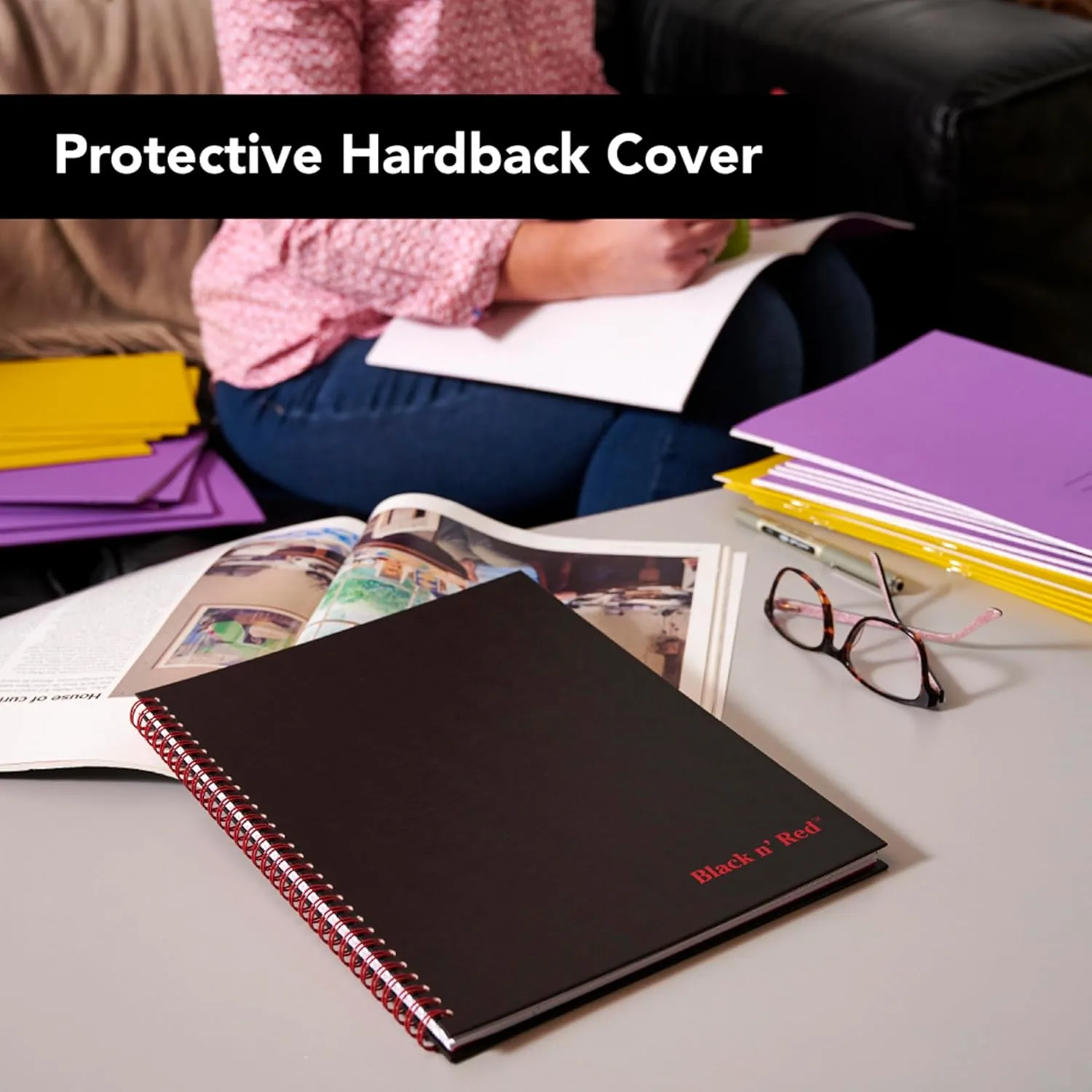 Black n' Red Notebook, Business Journal - Hardcover Wirebound, 70 Sheets, Optik Paper