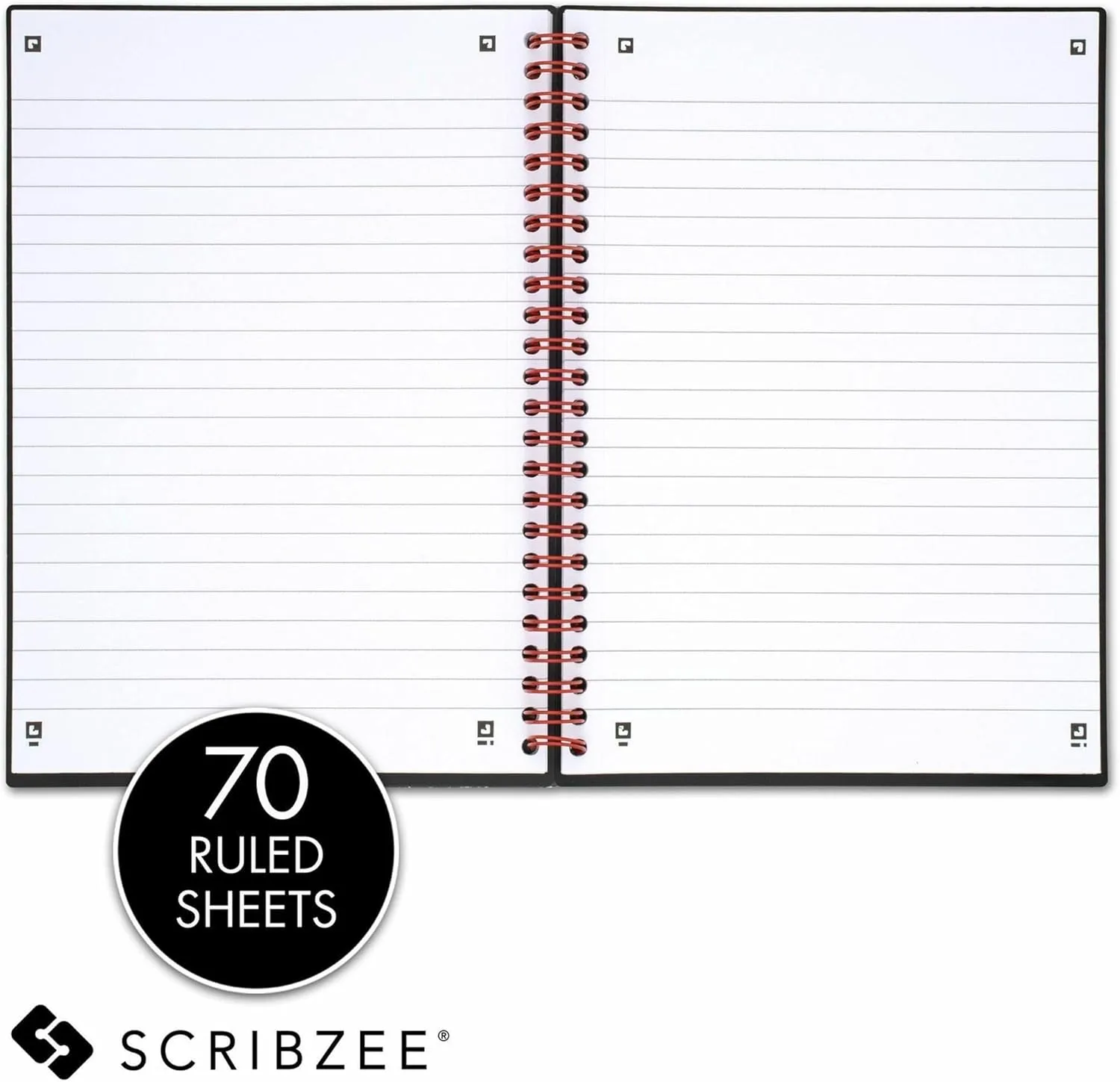 Black n' Red Notebook, Business Journal, Optik Paper, Wirebound, 70 Sheets, Ruled, SCRIBZEE-compatible