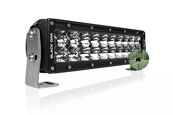 Black Oak Dual Row Infrared LED Light Bar 10- Inch 850nm - Combo Optics IP69K Rating Night Vision Tactical LED Light Bar