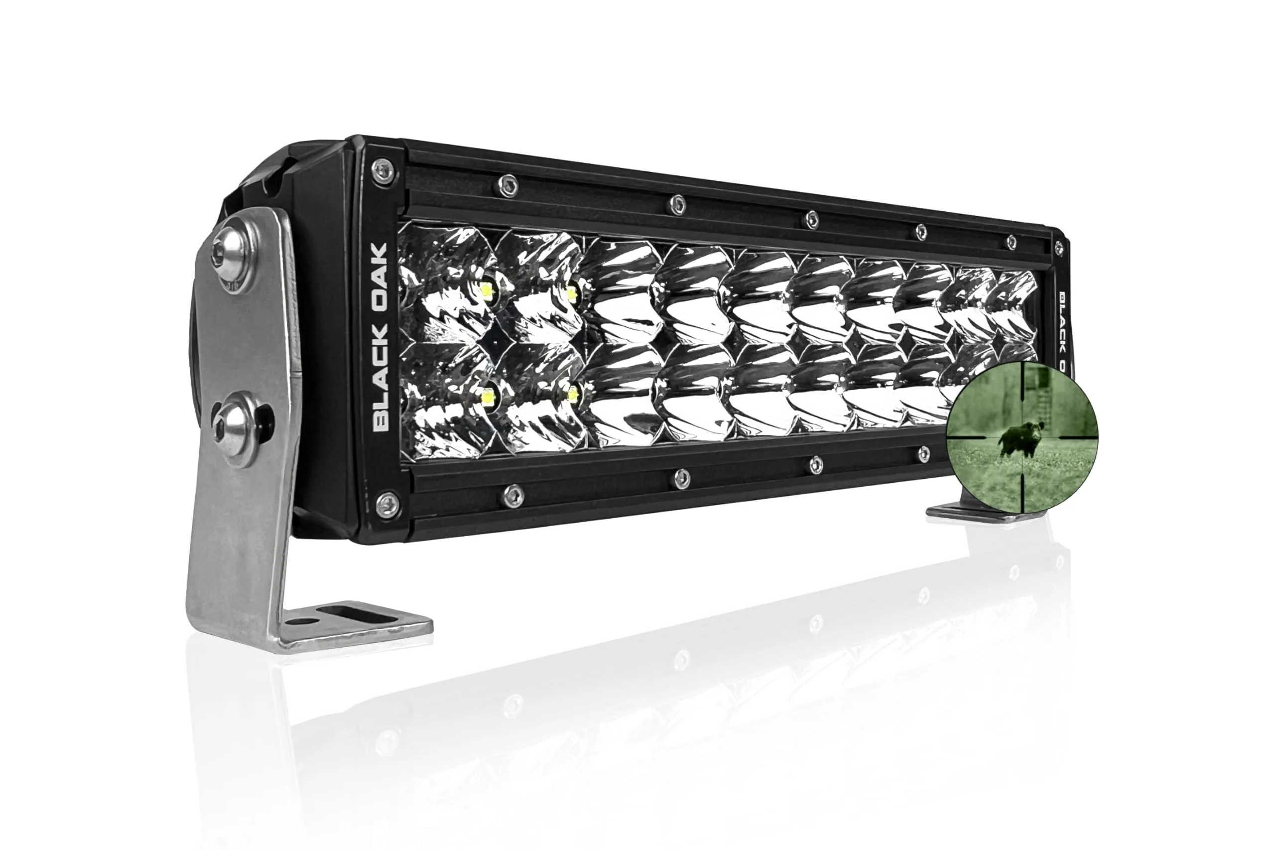Black Oak Dual Row Infrared LED Light Bar 10- Inch 850nm - Combo Optics IP69K Rating Night Vision Tactical LED Light Bar