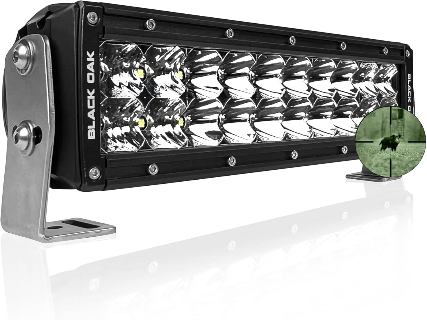 Black Oak Dual Row Infrared LED Light Bar 10- Inch 850nm - Combo Optics IP69K Rating Night Vision Tactical LED Light Bar