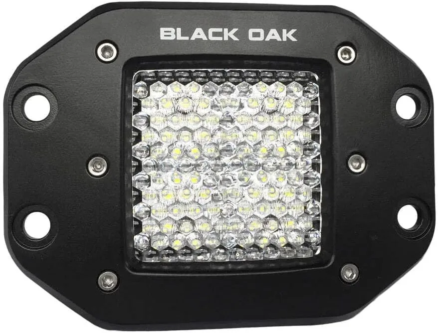 Black Oak 2" Flush Mount LED Pod Light - Flood Optics - Black Housing - Pro Series 3.0