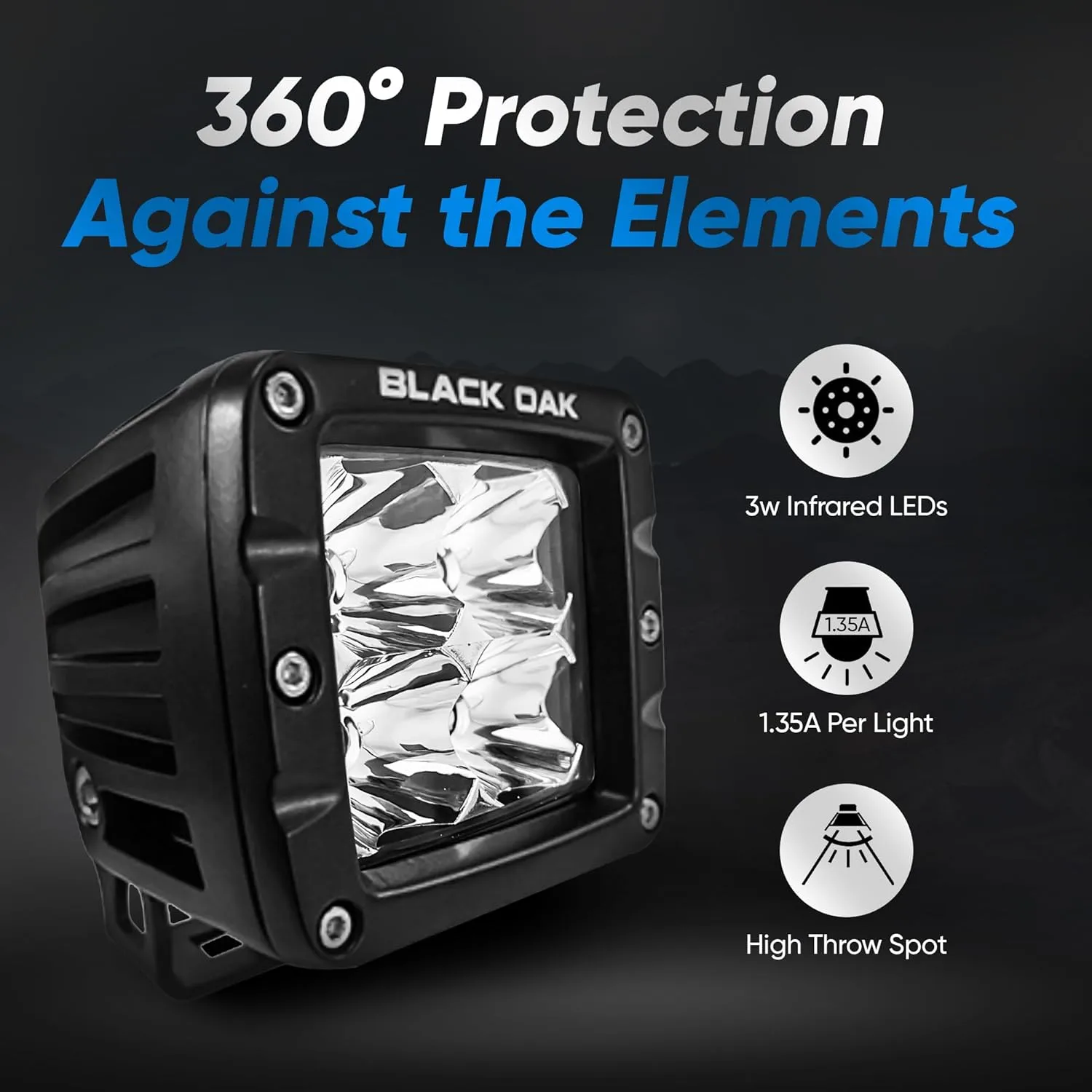 Black Oak Vehicle Infrared LED POD Light - Tactical LED Light POD Off Road Hunting for Night Vision 2 Inch