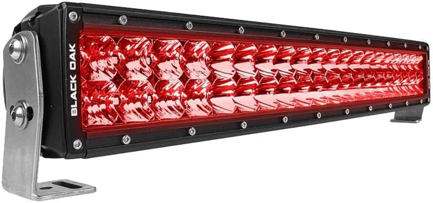 Black Oak 20" Curved Double Row Red LED Predator Hunting Light Bar - Combo Optics - Black Housing - Pro Series 3.0