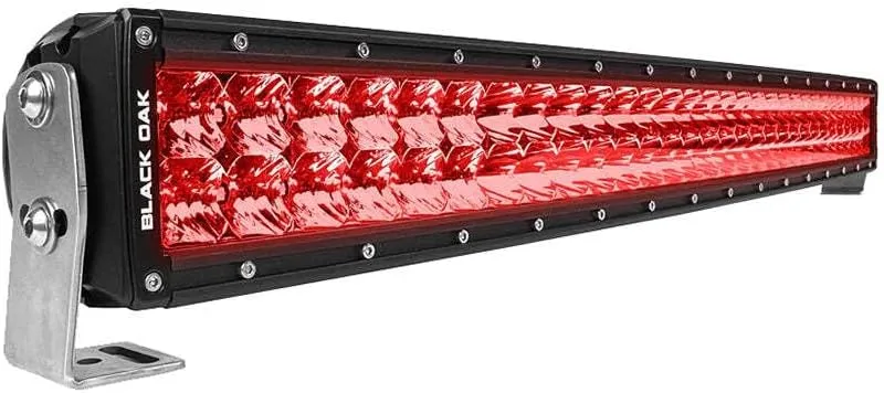 Black Oak 30" Curved Double Row Red LED Predator Hunting Light Bar - Combo Optics - Black Housing - Pro Series 3.0
