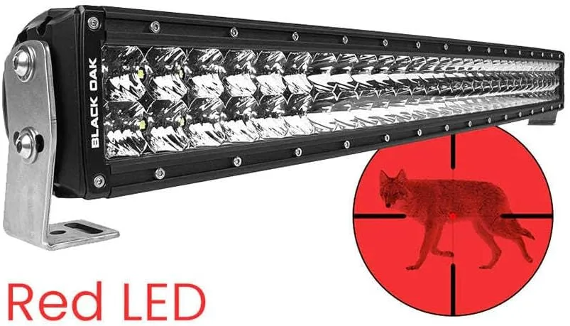 Black Oak 30" Curved Double Row Red LED Predator Hunting Light Bar - Combo Optics - Black Housing - Pro Series 3.0