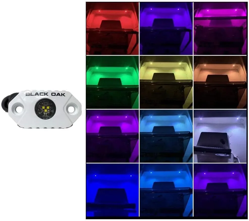 Black Oak Rock Accent Light - RGB - White Housing