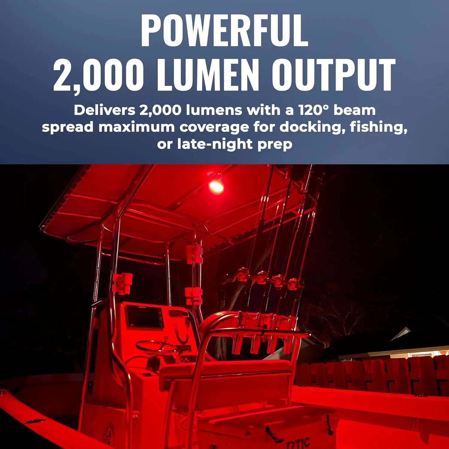 BLACK OAK Low Pro Marine Spreader Light - Flush Mount, 2000 Lumens, 120° Beam, IP69K