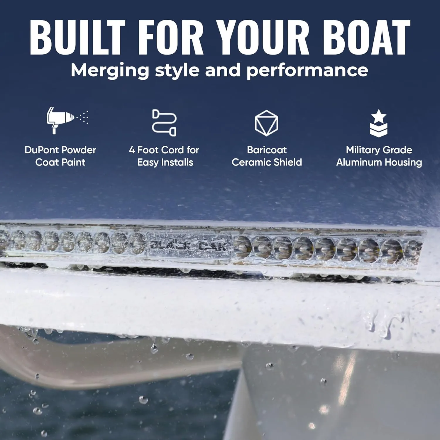 Black Oak Low Pro™ Marine LED Light Bar - Low Profile, 12,000+ Lumens, IP69K