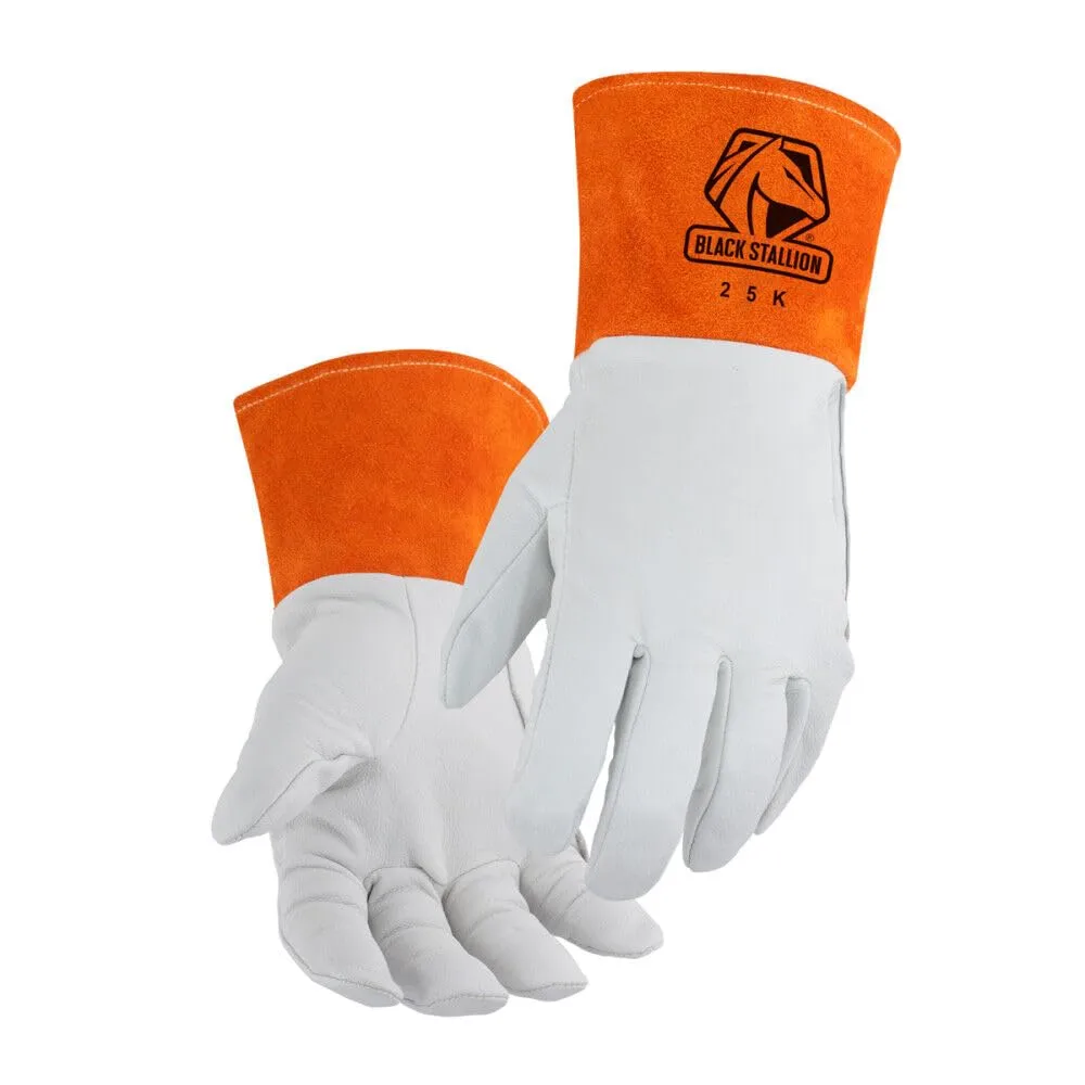 Black Stallion 25K Long Cuff Premium Grain Kidskin TIG Welding Gloves