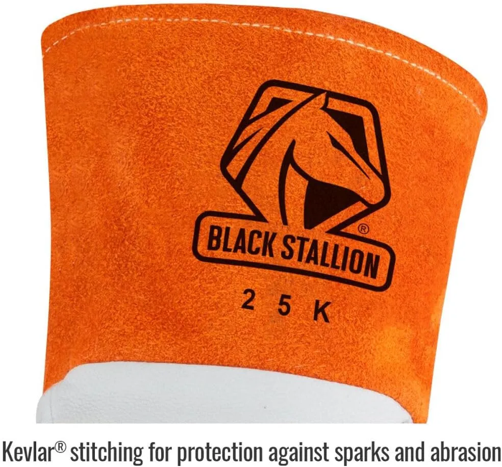 Black Stallion 25K Long Cuff Premium Grain Kidskin TIG Welding Gloves