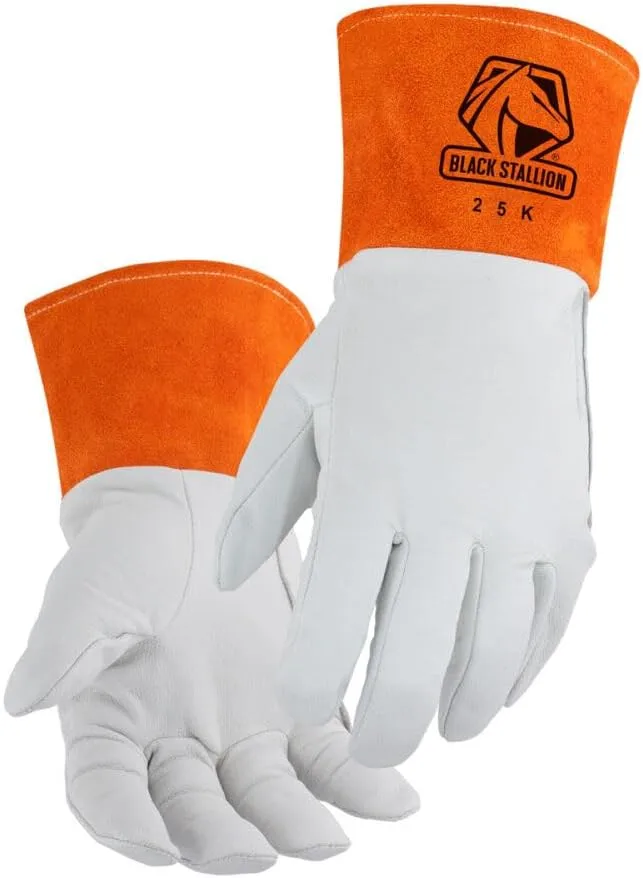 Black Stallion 25K Long Cuff Premium Grain Kidskin TIG Welding Gloves
