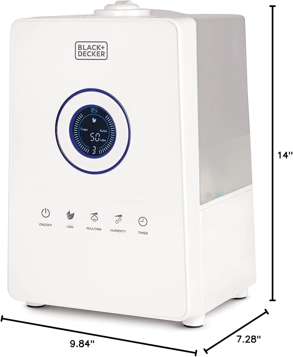 Black+Decker Ultrasonic Humidifier, Touch Display, 1.45 Gallons, 14inH x 9-7/8inW x 7-5/16inD