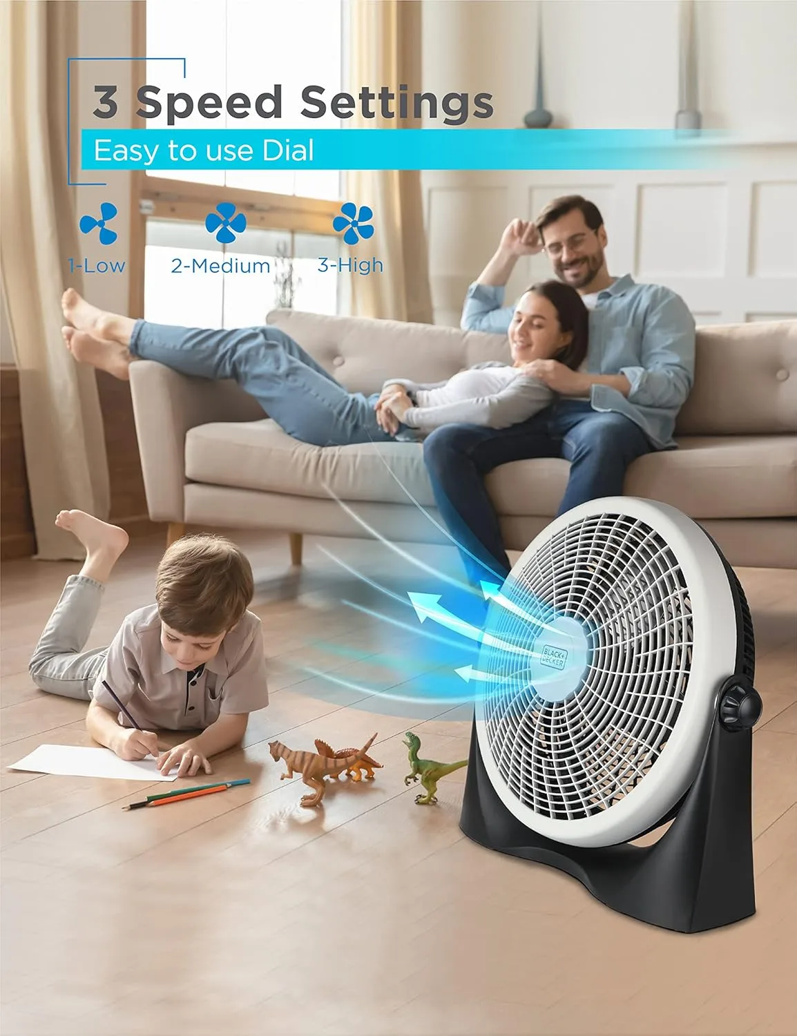 BLACK+DECKER Portable Indoor Fans, 3-Speed Tabletop & Floor