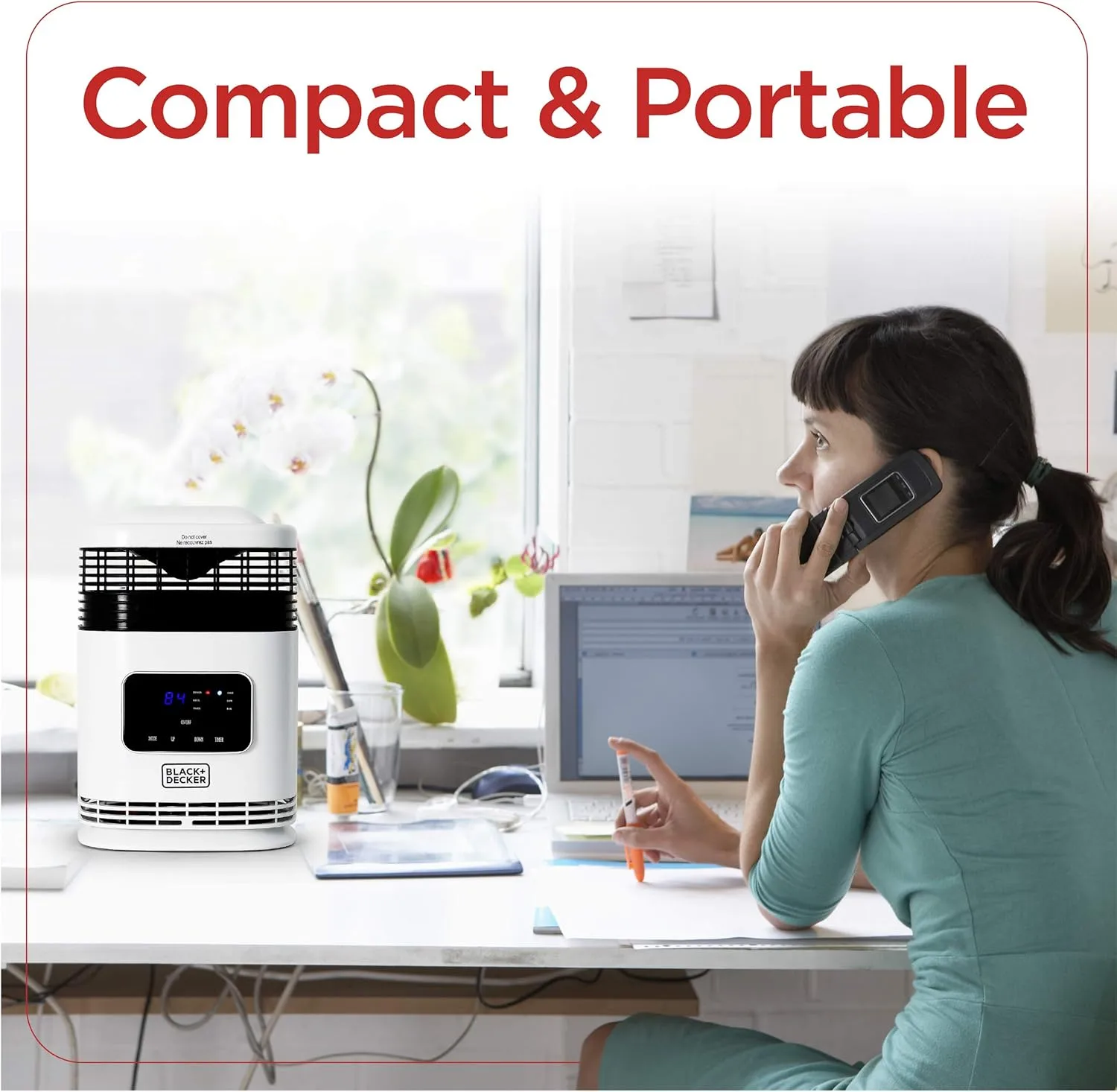 BLACK+DECKER Electric Heater, 360° Surround Portable Heater with Digital Controls & LED Display