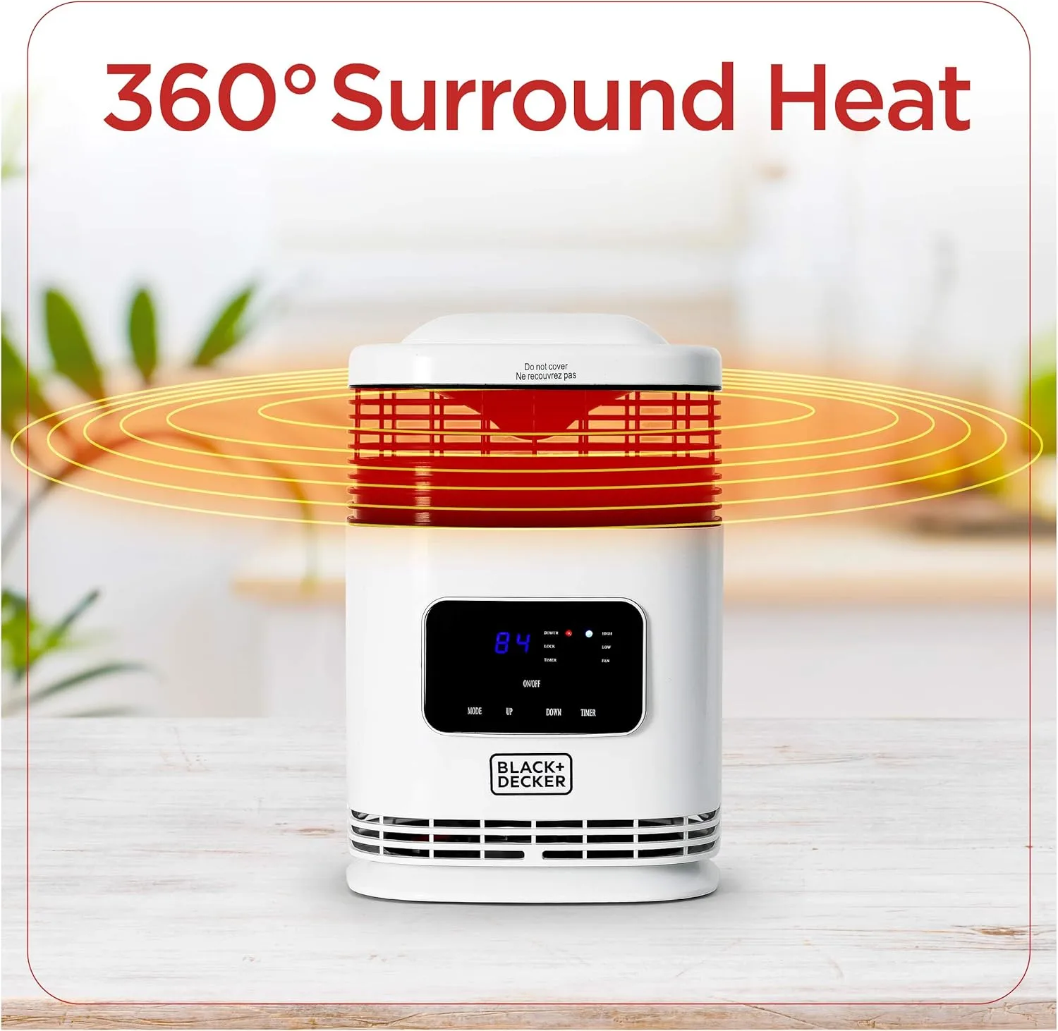 BLACK+DECKER Electric Heater, 360° Surround Portable Heater with Digital Controls & LED Display