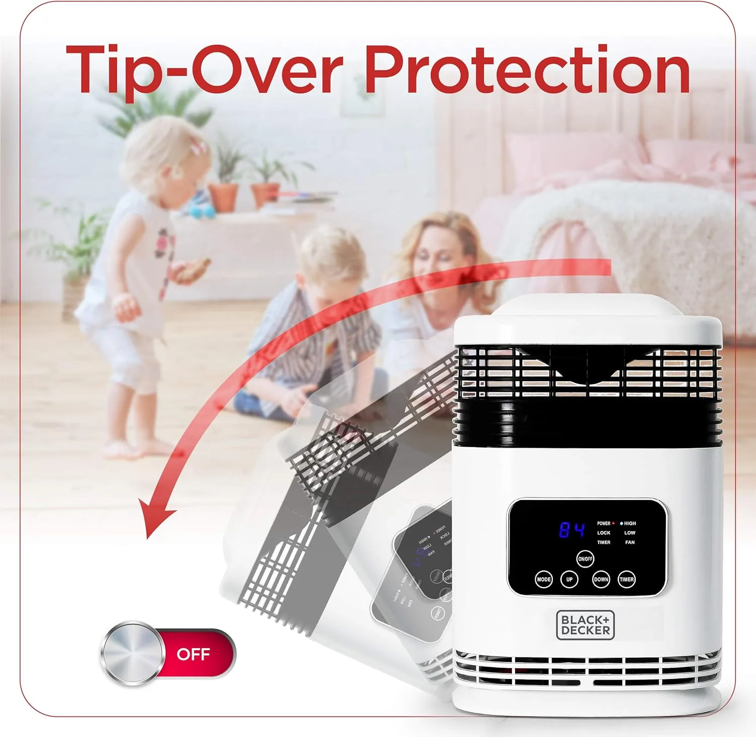 BLACK+DECKER Electric Heater, 360° Surround Portable Heater with Digital Controls & LED Display