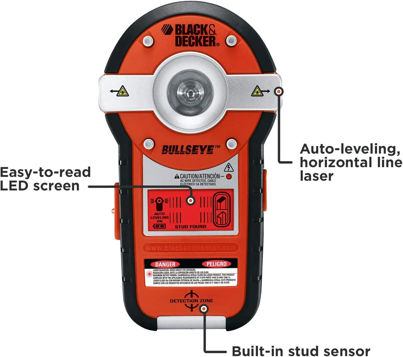 BLACK+DECKER BDL190S BullsEye Auto-Leveling Line Laser with Stud Finder