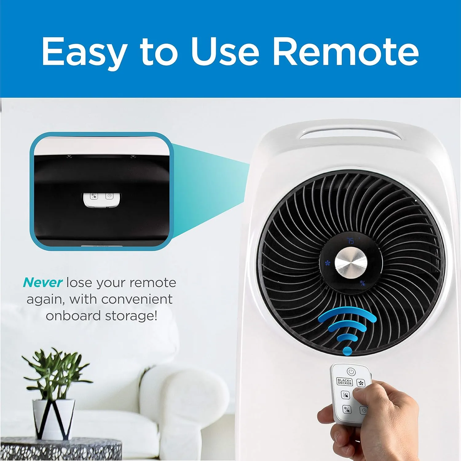 BLACK+DECKER Evaporative Air Cooler - Portable Air Conditioner Cooling Fan with LED Display, Remote Control