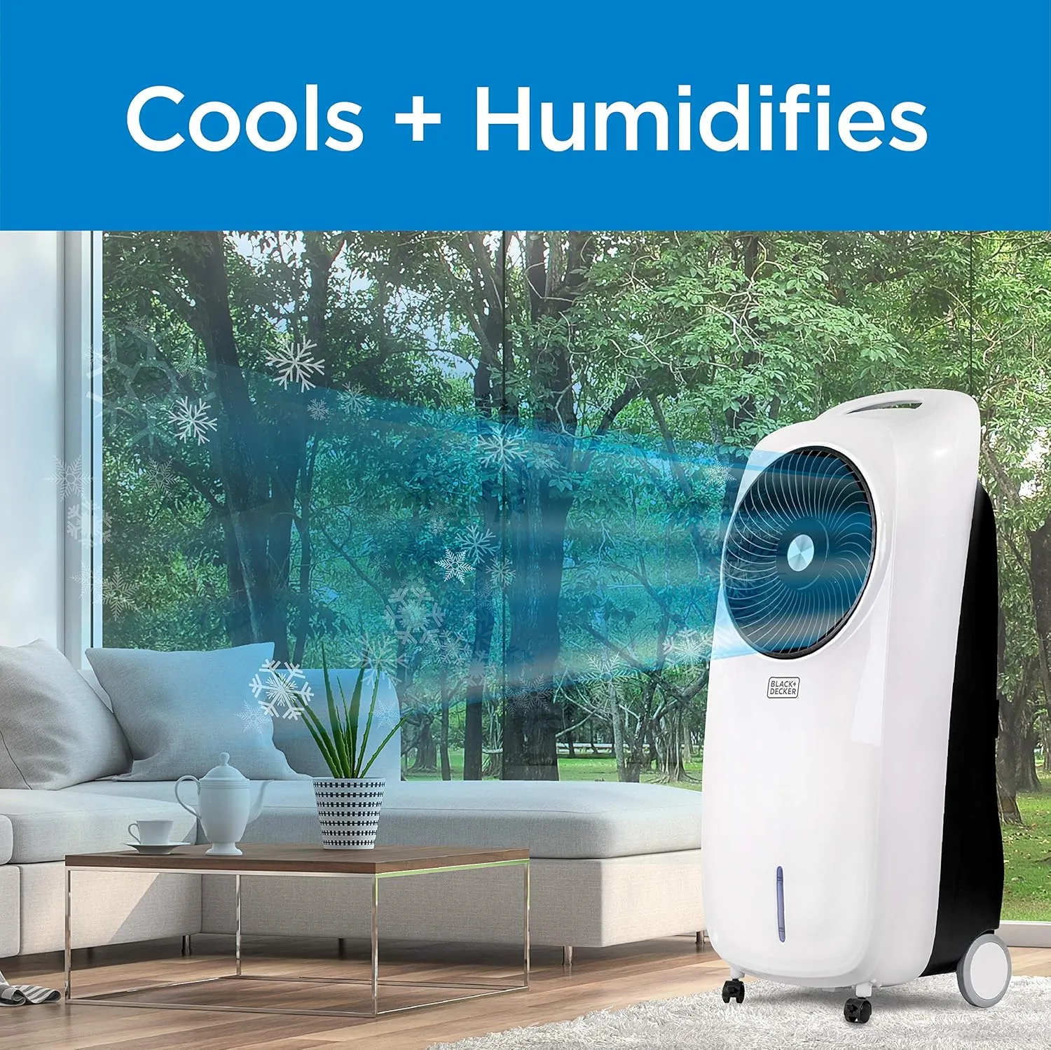 BLACK+DECKER Evaporative Air Cooler - Portable Air Conditioner Cooling Fan with LED Display, Remote Control