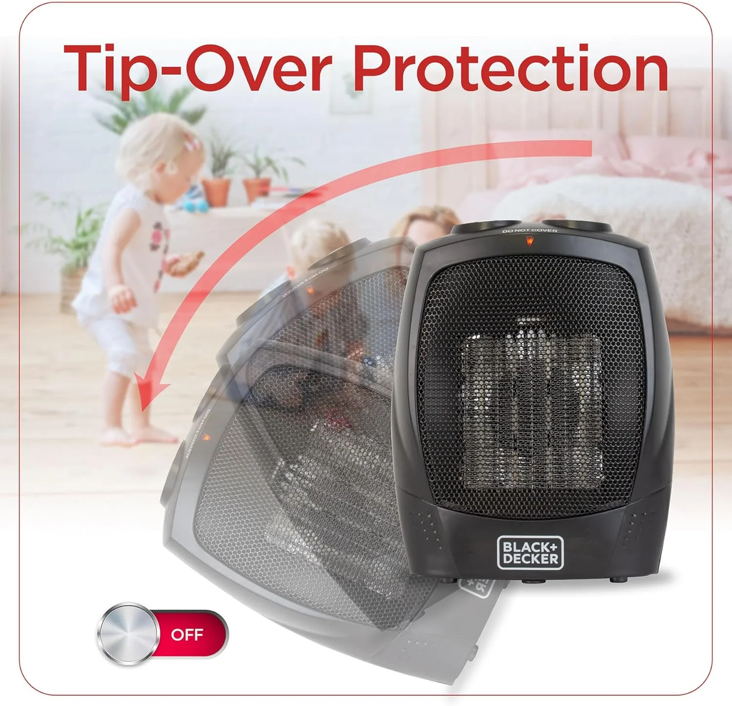Black+Decker BHDC201 1,500-Watt Personal Ceramic Heater, 9-1/4inH x 7-5/16inW x 6-5/16inD, Black