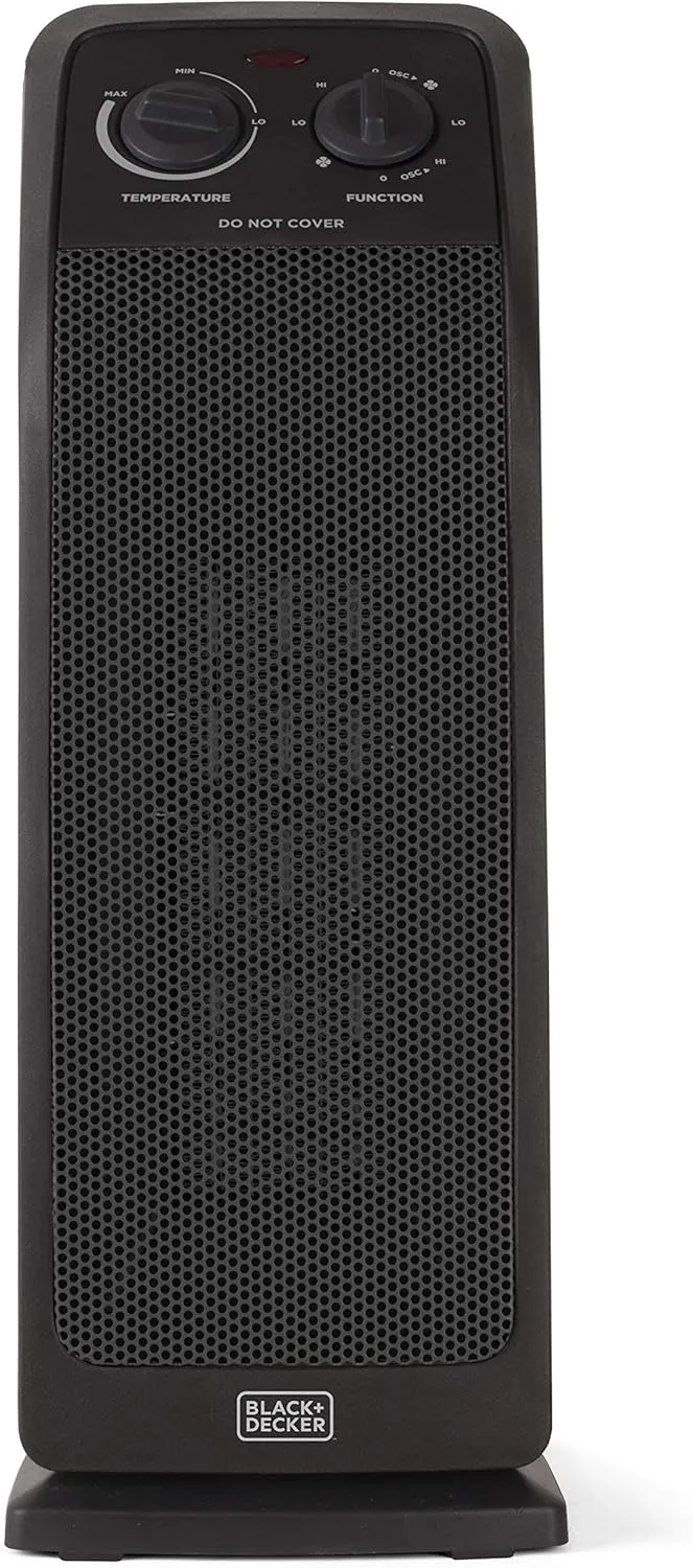 BLACK+DECKER Space Heater with Adjustable Thermostat, Ceramic Tower Heater, Portable Heater & Tower Fan with 3 Settings