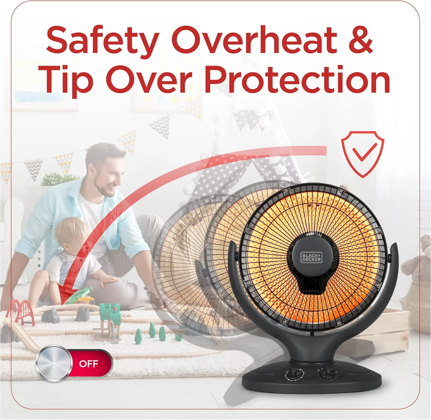 BLACK+DECKER Portable Heater for Rooms up to 161 Sq. Ft., Oscillating Space Heater & Heater for Bedroom with Overheat