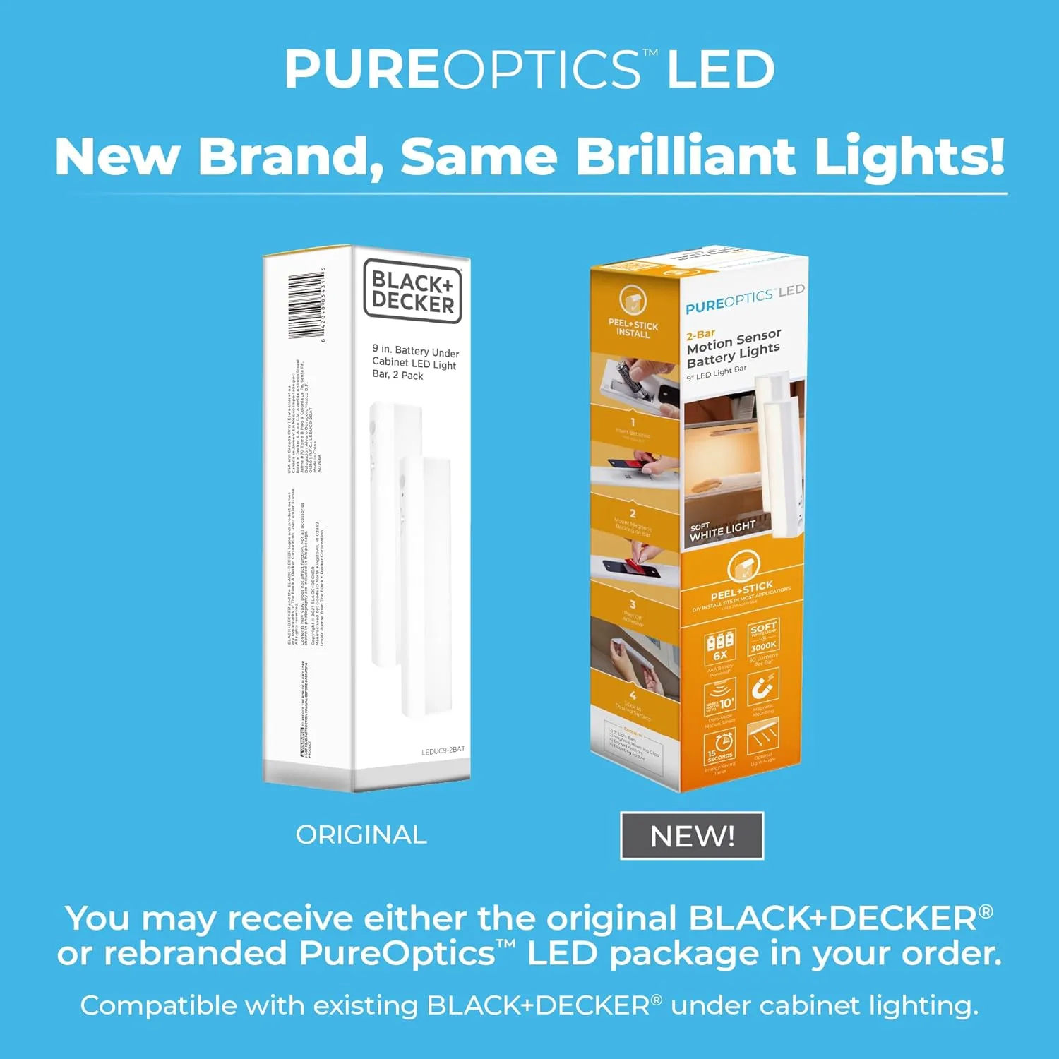 BLACK+DECKER PureOptics Battery Operated Under Cabinet LED Light Bar