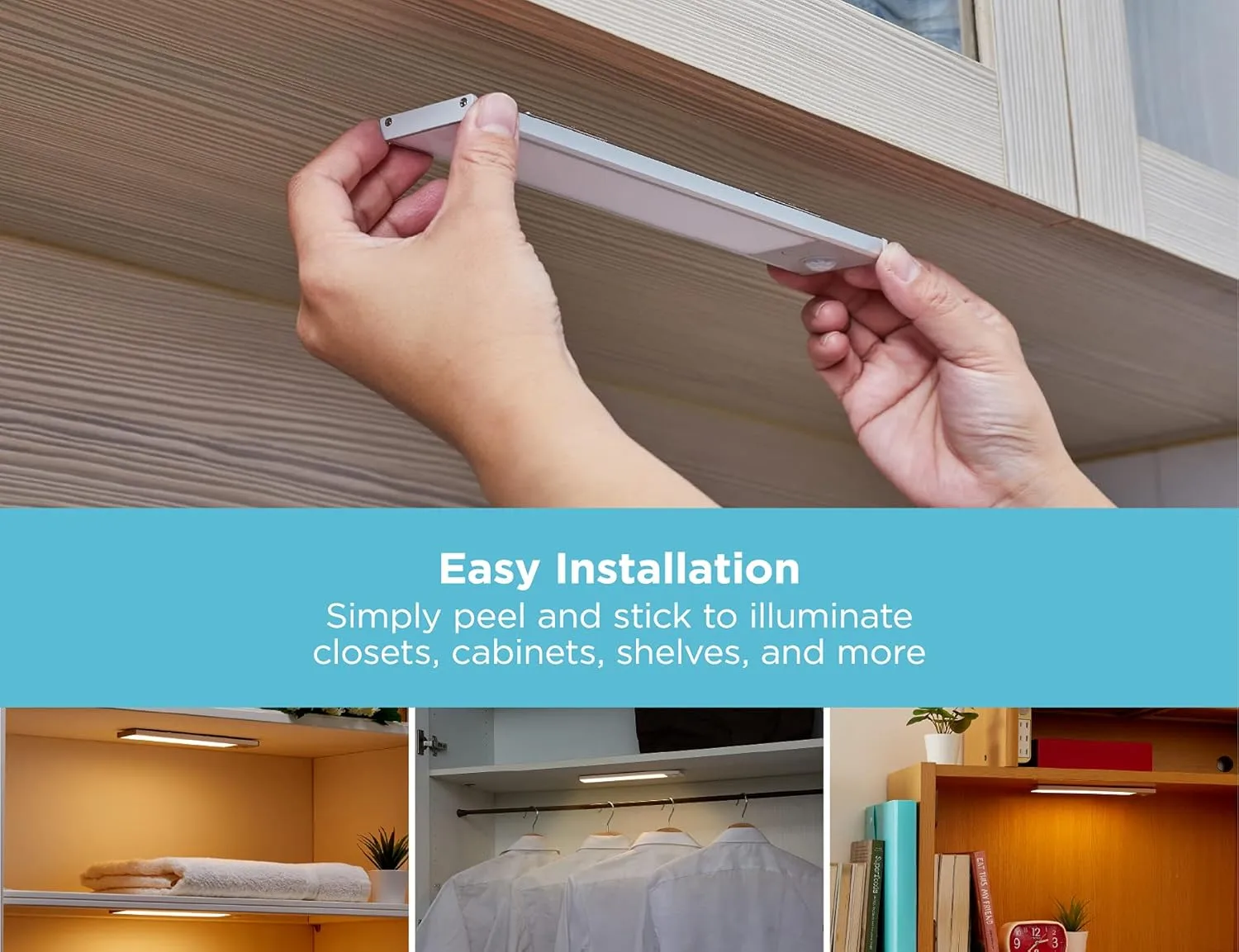 BLACK+DECKER Rechargeable Under Cabinet Light Bar, Motion Sensor, Warm White LED