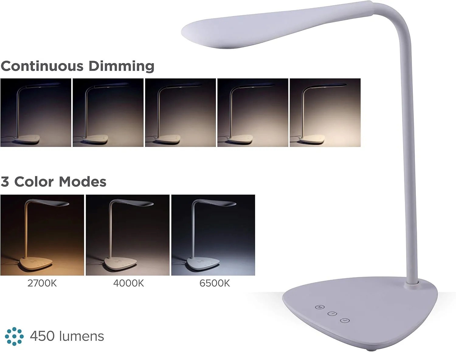 BLACK+DECKER VLED1820-BD Battery LED Desk Lamp, Dimmable with Adjustable Color Temperature, 4 Hour Battery Life