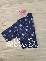 Saree Blouse.Black IKKAT Blouse with Long Sleeves ,V Neck with Collar and Front Open