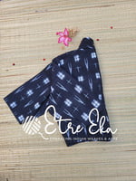 Saree Blouse.Black IKKAT Blouse with Long Sleeves ,V Neck with Collar and Front Open